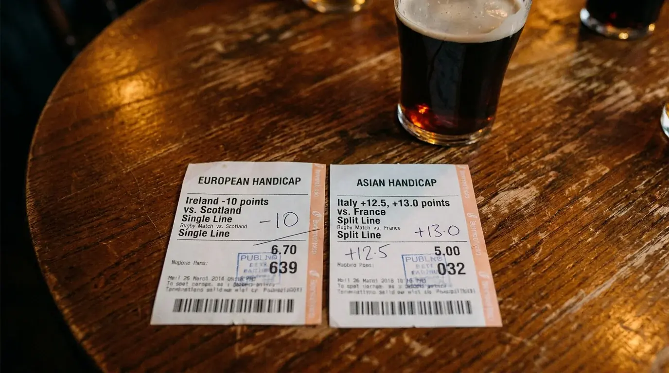 Side-by-side comparison of Asian and European handicap formats for rugby