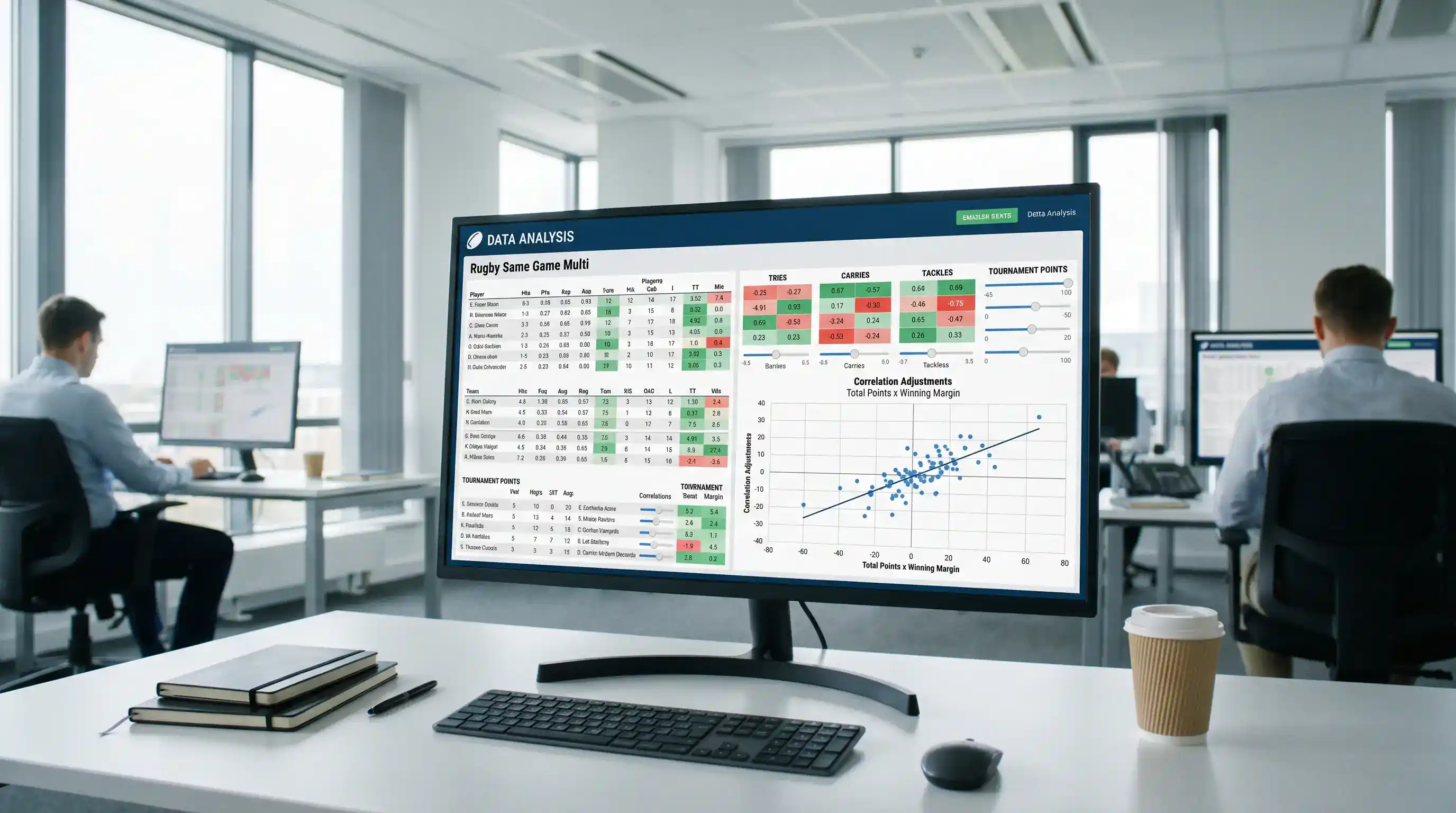 Data screen showing correlation adjustments in rugby bet builder pricing