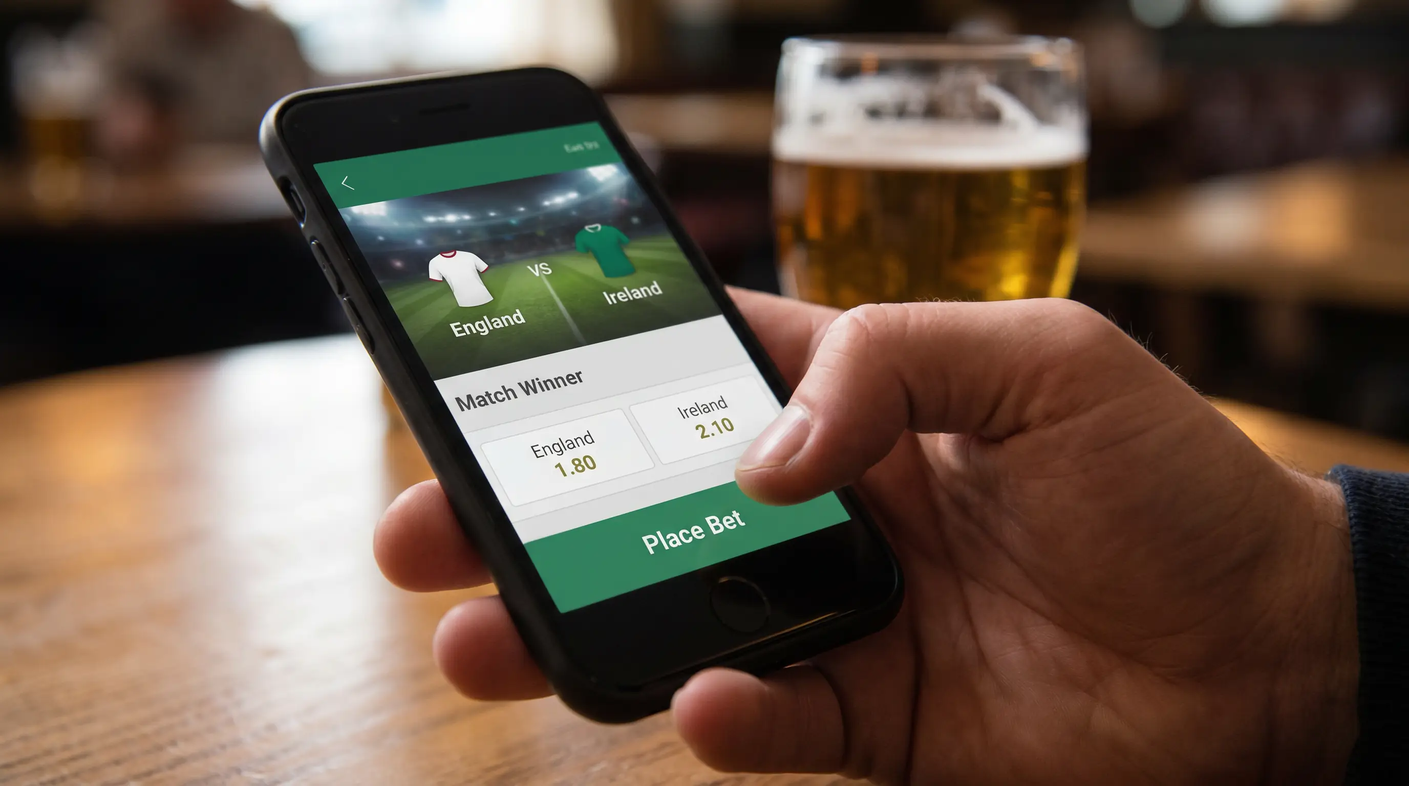 New bettor placing a first rugby match-winner bet on a mobile app