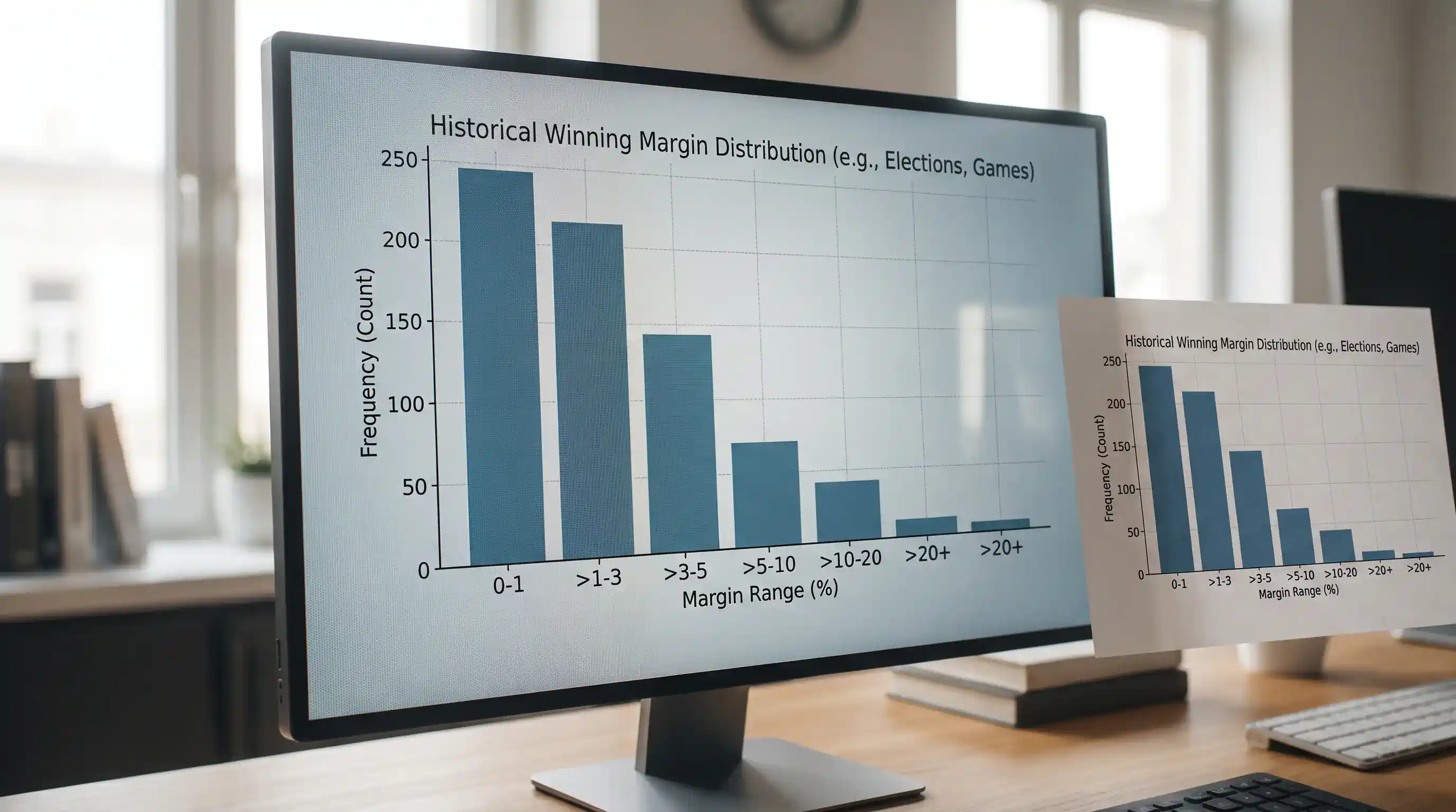 Chart showing historical winning margin distribution across Six Nations matches