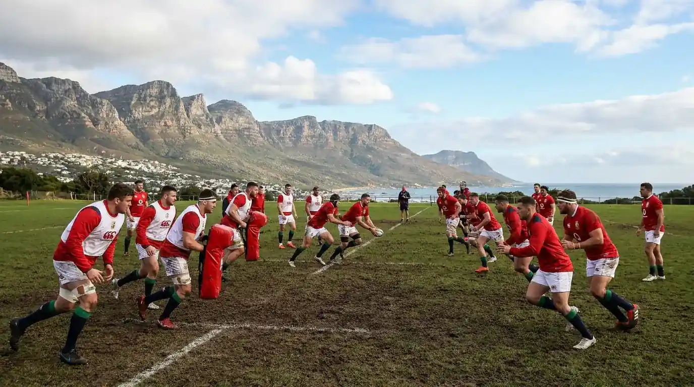 Lions players training together during a tour preparation session