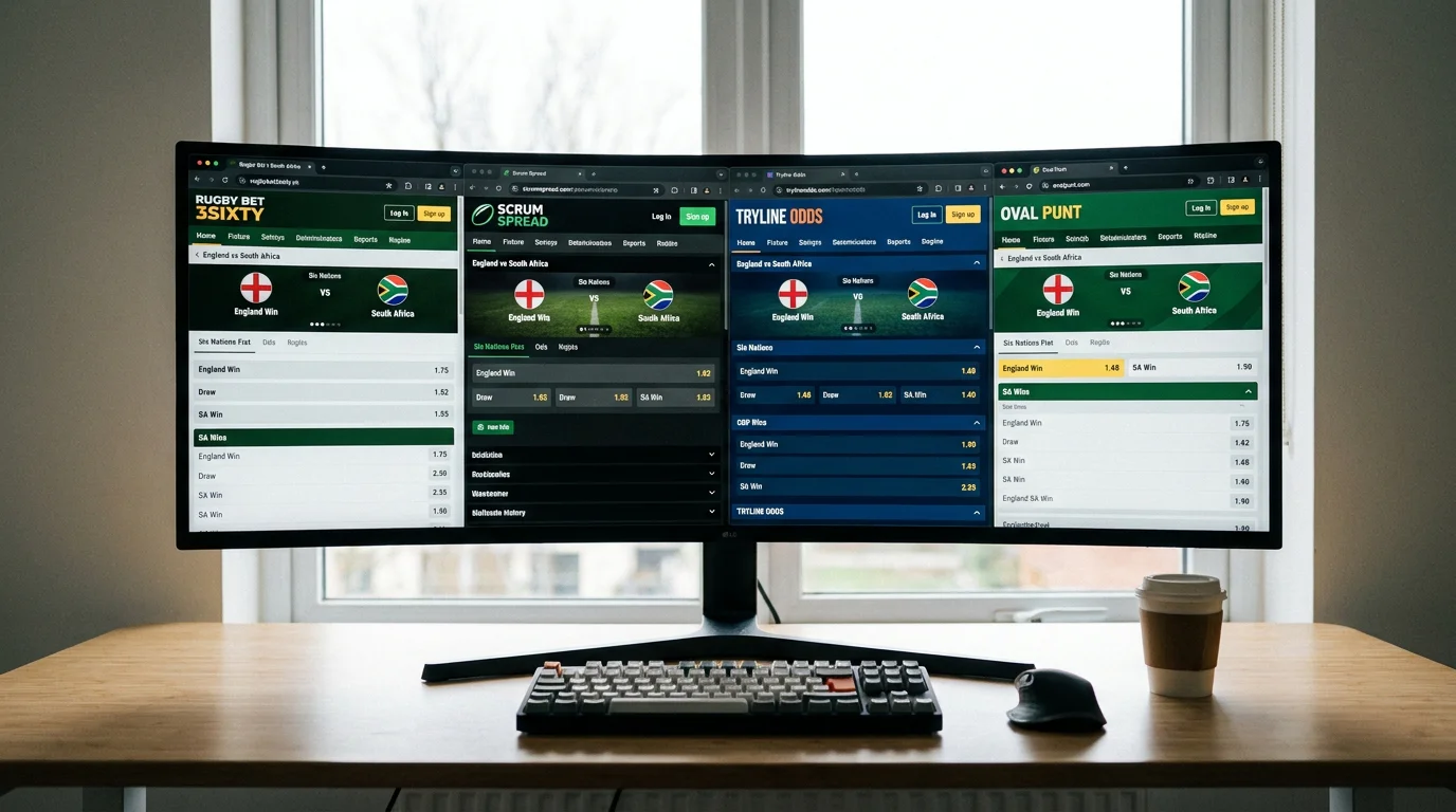 Side-by-side odds comparison across four UK bookmakers for a rugby fixture
