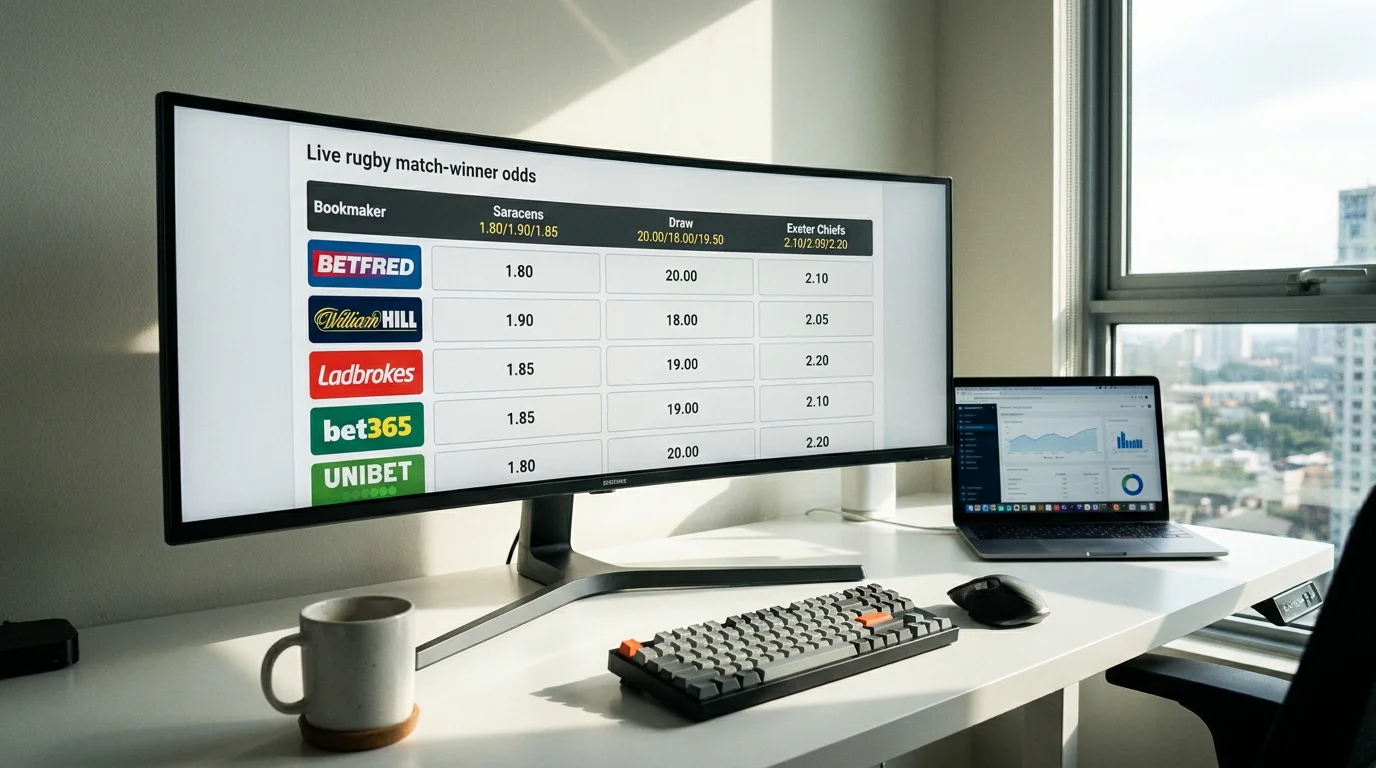 Multiple bookmaker odds comparison displayed side by side on a monitor