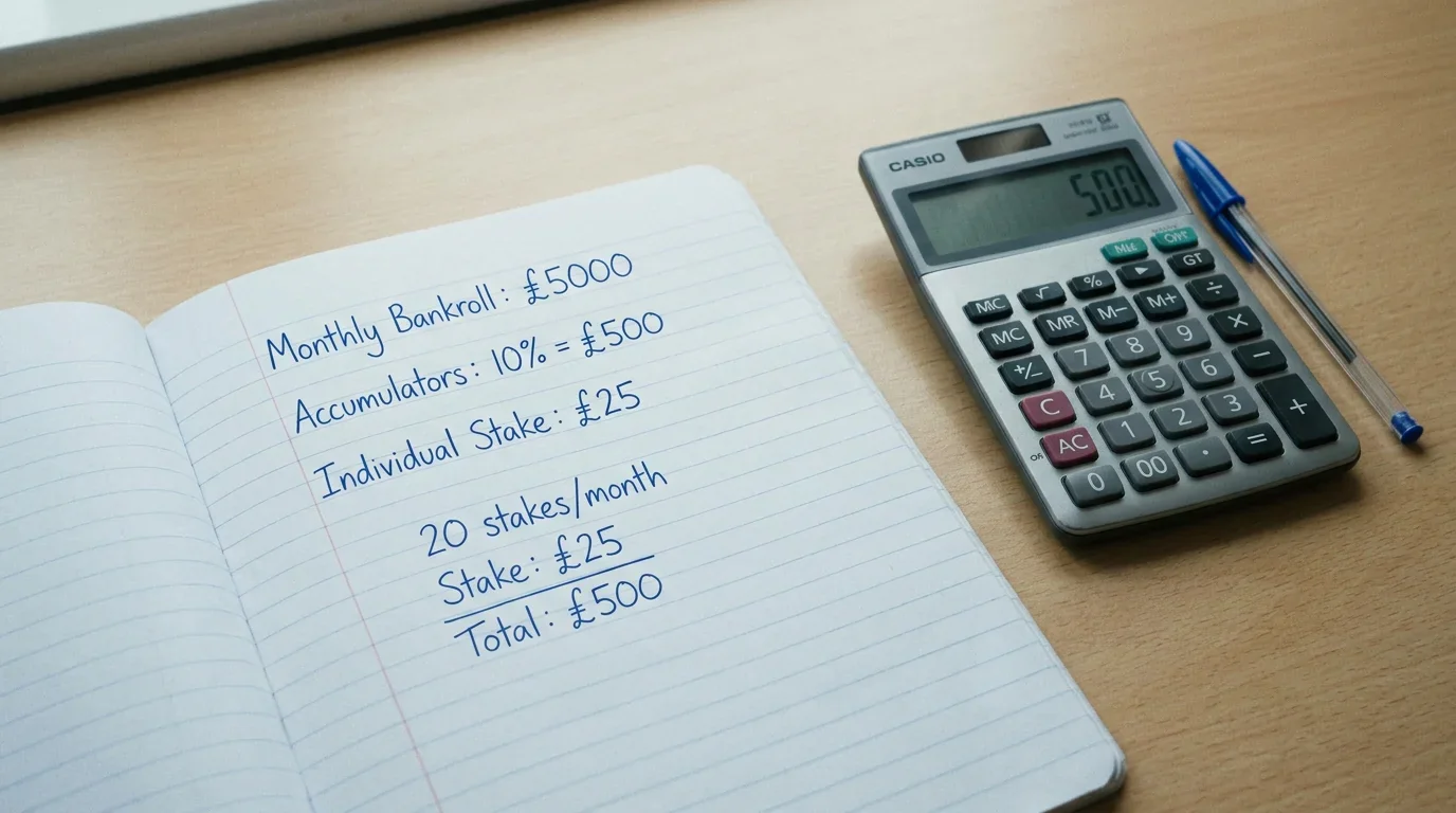 Staking plan spreadsheet showing monthly bankroll allocation for rugby accumulators