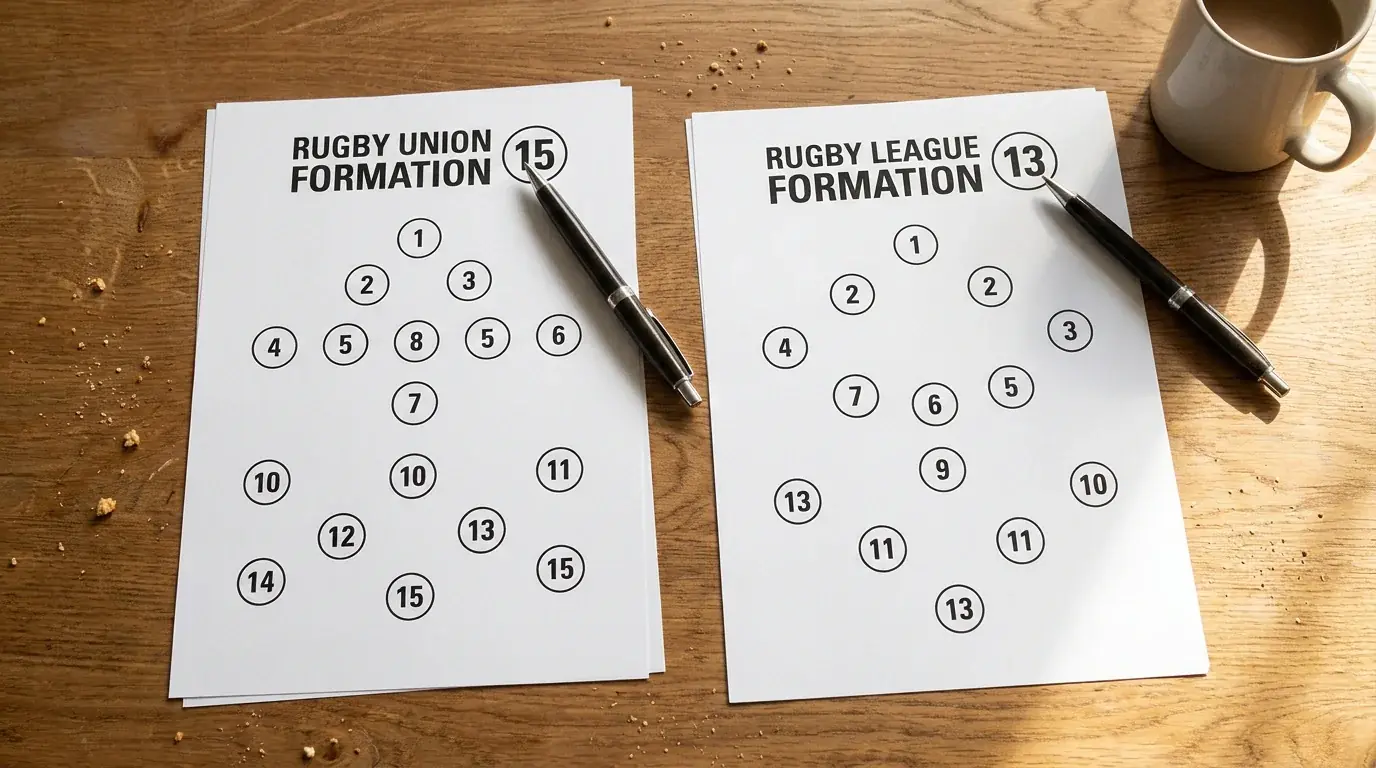 Rugby union fifteen-player and league thirteen-player positional layouts