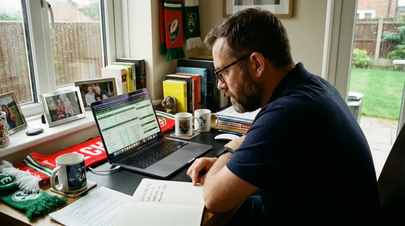 Analyst constructing a Saturday rugby acca using a systematic model-driven approach