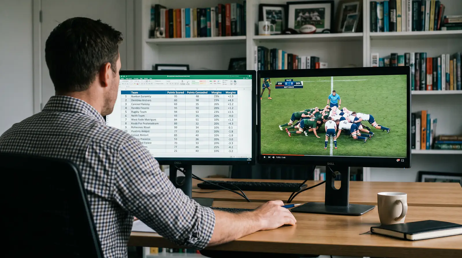 Detailed rugby team form analysis with points scored and conceded data
