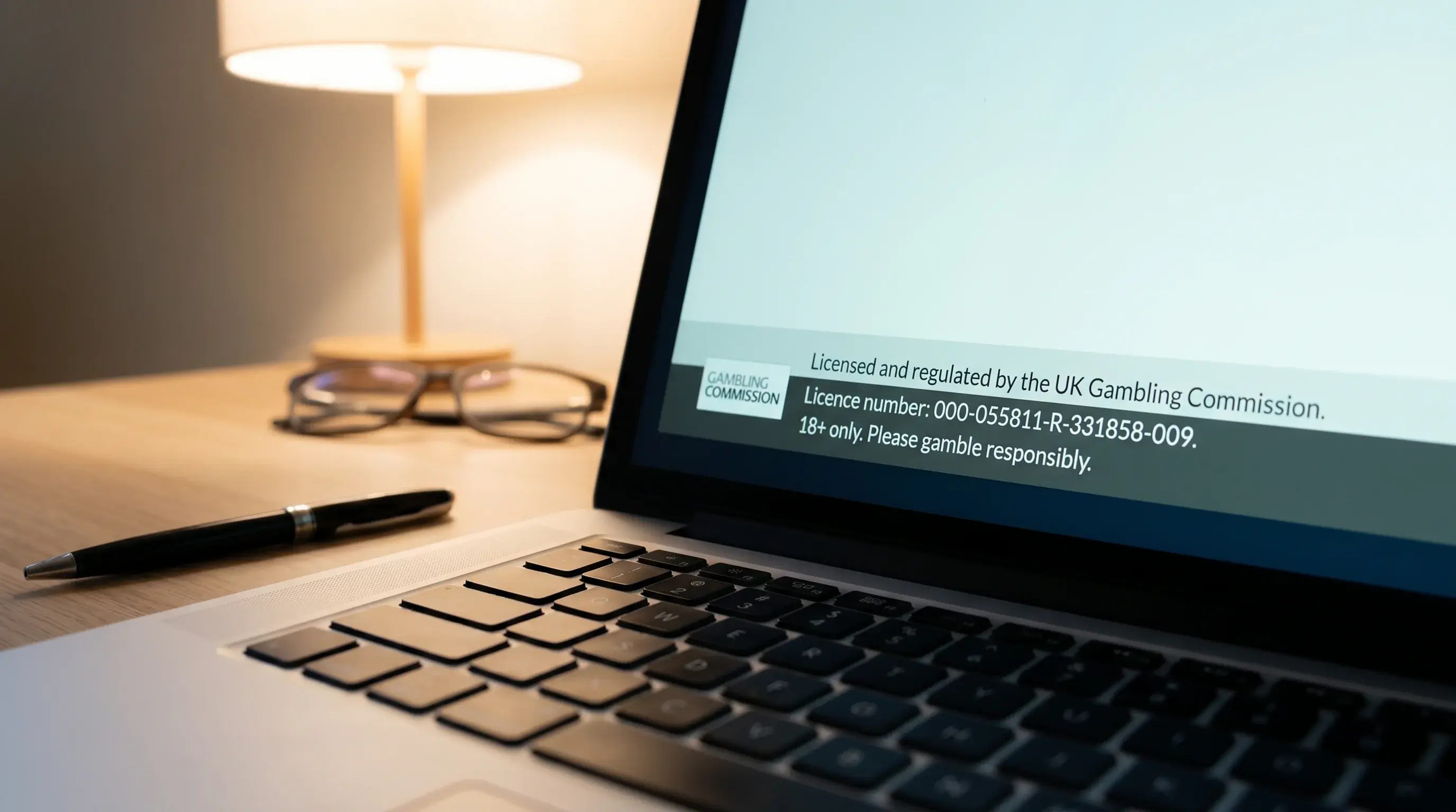 Gambling Commission licence number displayed in the footer of a UK betting site