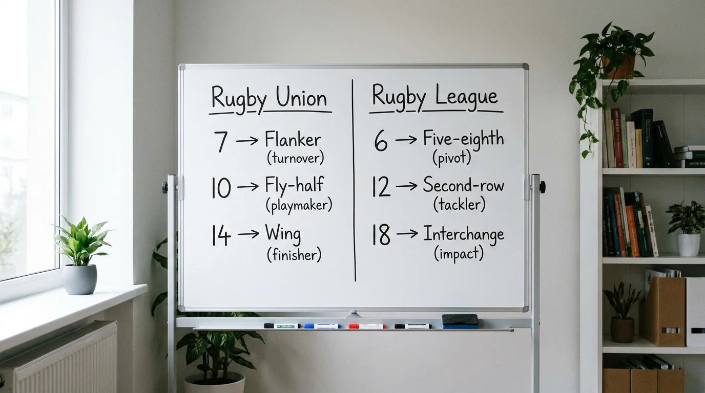Key handicap numbers comparison between rugby union and rugby league