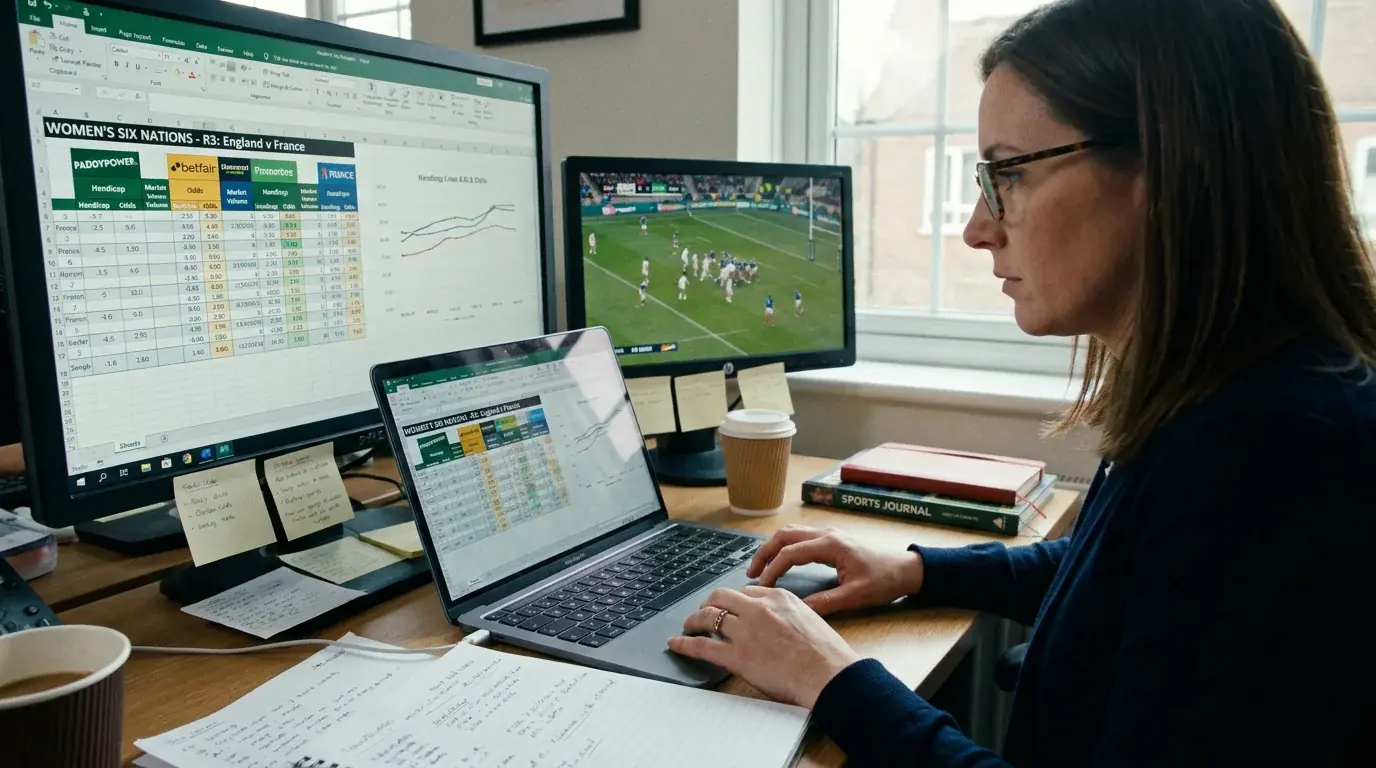 Analyst reviewing handicap lines for a Women's Six Nations fixture
