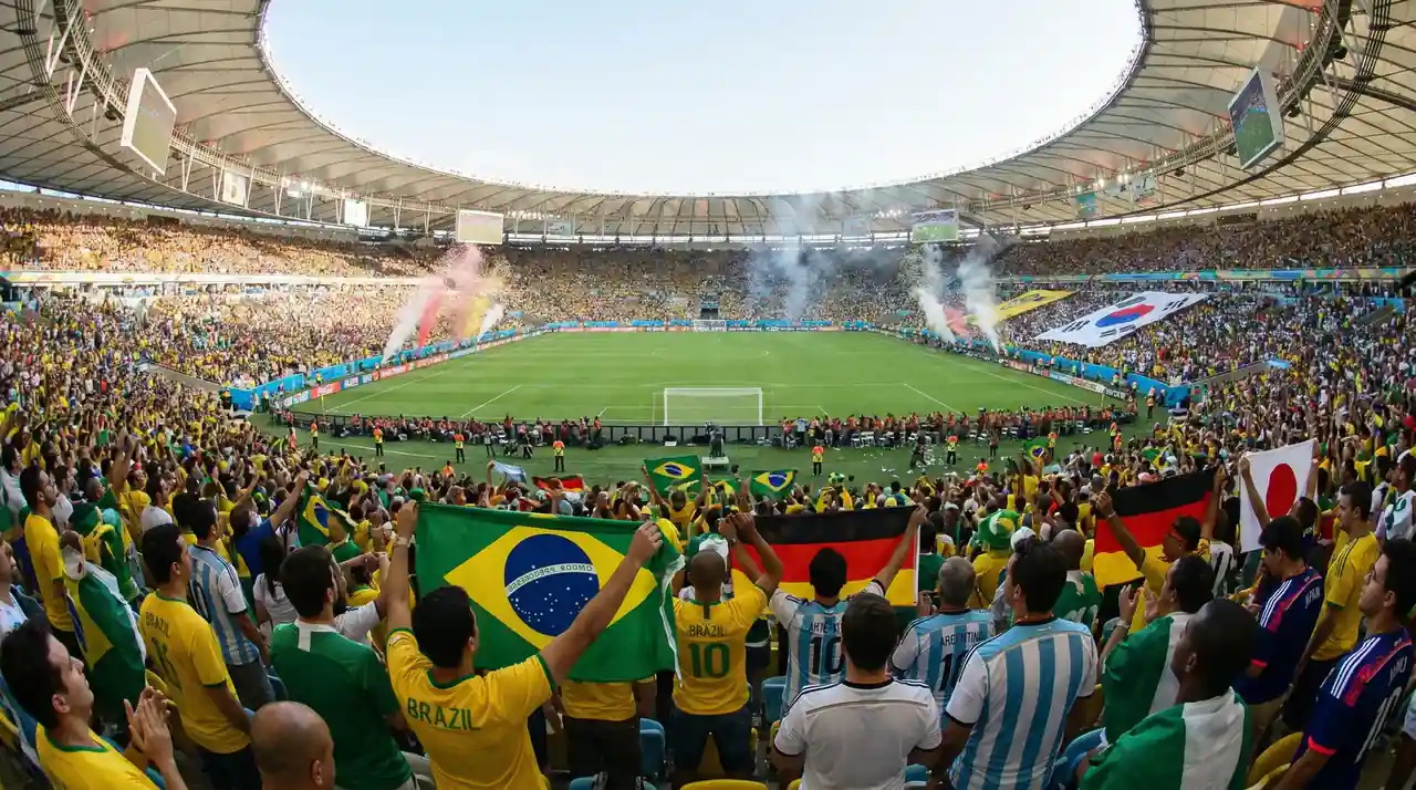 Rugby World Cup stadium packed with fans from competing nations
